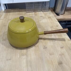 VTG  MCM DANSK KOBENSTYLE Fondue Pot Enamel Yellow Metal Replacement Pot & Lid*